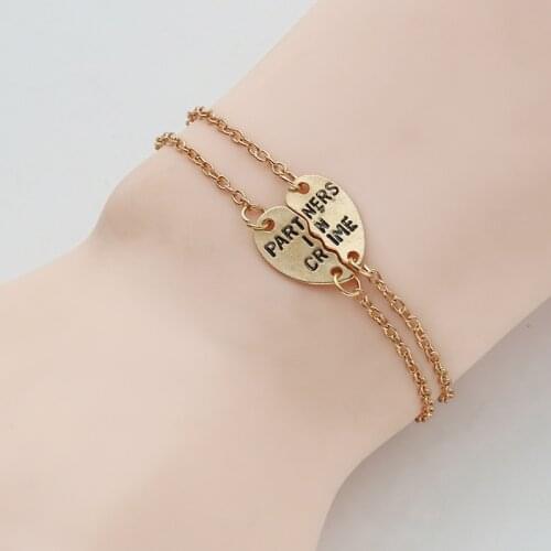 2 Piece Set Good Friend Series Female Bracelet Heart-shaped Stitching Two Colors Optional Fashion Girl Jewelry Gift Hot
