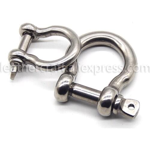 1 pcs Stainless Steel Carabiner D Bow Shackle Fob Key Ring Keychain Hook Screw Joint Connector Buckle Solid Metal 2 Size