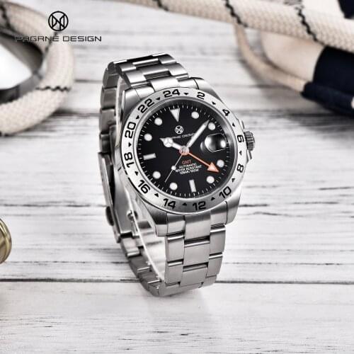 2021 Pagren Design Top Luxury Men Automatic Mechanical Watch Sapphire Glass Waterproof Calendar Luminous Watch Relogio Masculino