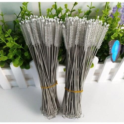 40Pcs/100Pcs Reusable Straw Cleaning Brush Stainless Steel Drinking Straw Bottle Cleaner Brush Set Soft Hair Spiral Clean Tool