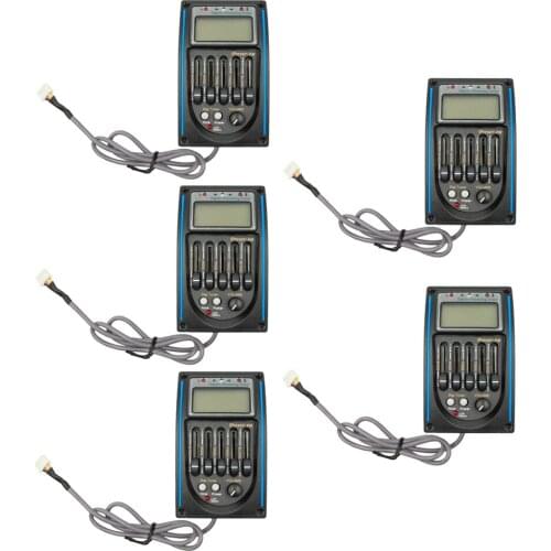 5 Pcs 5 Band Acoustic Guitar Preamp EQ Equalizer Piezo Pickup Tuner Amplifier LCD Mic 1 Set