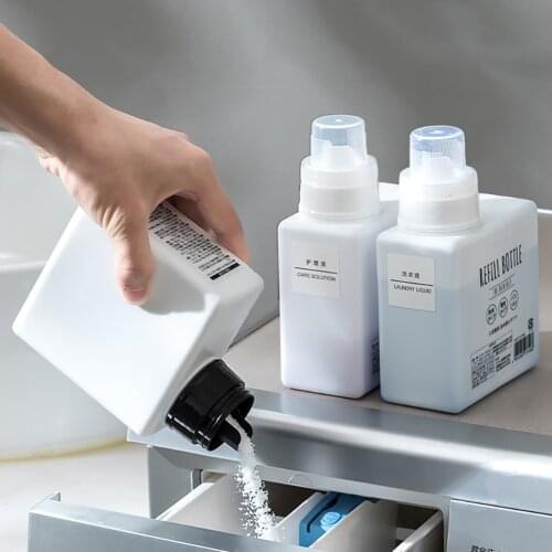 570ml Laundry Detergent Dispenser Empty Refill Bottle Square Shape Laundry Detergent Softener Liquid Storge Bottle