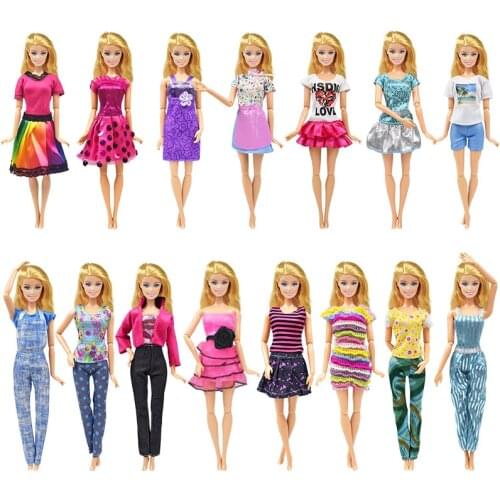 9 Item/Set Doll Accessories=3 Pcs Doll Dress Clothes + 3 Plastic Necklace + Random 3 Pairs Shoes for Doll Supplies Girl Toy Gift