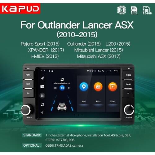 Kapud Android 10.0 Car Multimedia Player Per Mitsubish Outlander 2014-2017 4G GPS Della Radio di Navi Red Backlight