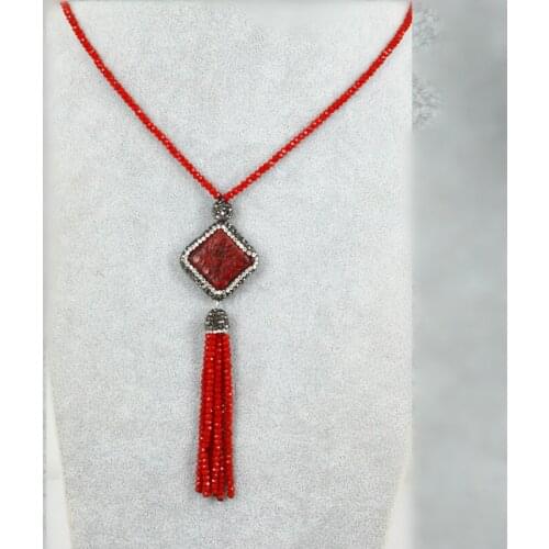 Bohemian Boho Beads Chain Necklace Collares Collier Rhinestone Jewelry Joyeria Long Tassel Charm Women Necklace