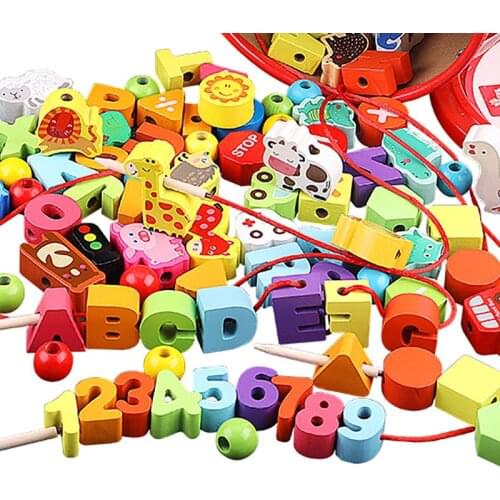 5/10PCS Wooden Beads Digital/letter/City Traffic/Fruit/Vegetable/Farm Kids DIY Beads Toys