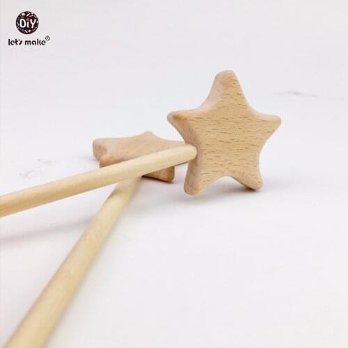 Lets Make Baby Toys 5pcs Star Beech Wooden Baby Teething Montessori Toys Waldorf Toy Baby Wooden Teething Play Gym Baby Rattle