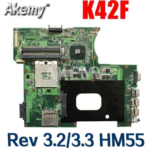 K42F Rev 3.2/3.3 GMA HD USB2.0 HM55 PGA989 mainboard For Asus K42F X42F a42F P42F Motherboard 100% fully tested