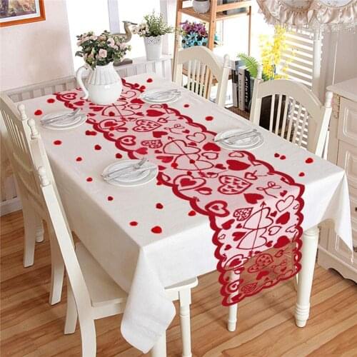 Lace Love Heart Table Runner Placemat Decoration For Valentine Day