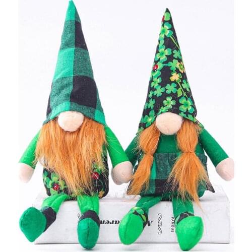 St. Patricks Day Faceless Gnome Doll Nordic Swedish Nisse Gnome Decor Old Man Plush Toys for Holiday Party Table Decoration