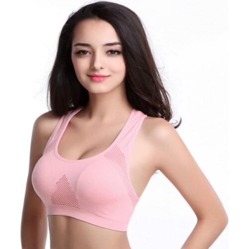 HOT sale Hollow Back Breathable Female Fitness Bra Seamless Steel Ring Outdoor Solid Color Bra Shock-proof Gathering Women Bra