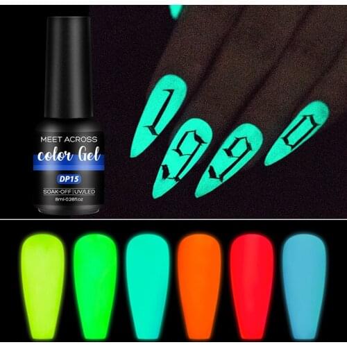 MEET ACROSS 8ml Fluorescent Luminous Gel Nail Varnish Neon UV Gel Lacquer Varnish Nail Polish