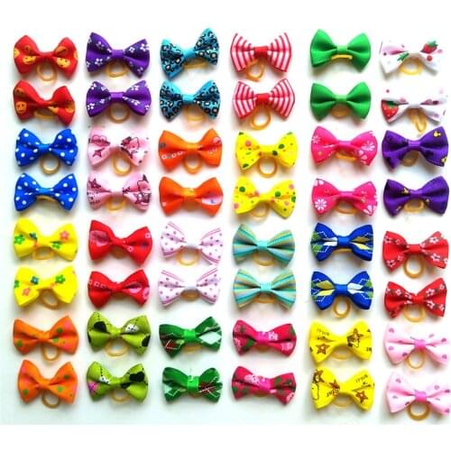 Cute Dogs Bows Hair Dog Head Flower Bowknot Rubber Band Pets Cat Hair Accessories Grooming Bows Pet Supplies 6PCS