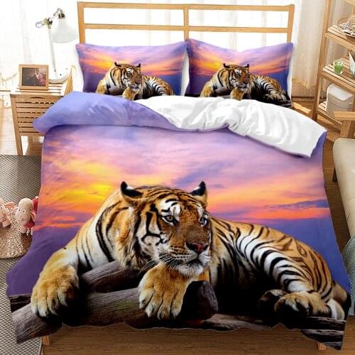 Fashion 3D Tiger Leopard Lion Bedding Set Luxury Comforter Set Animal Duvet Cover De Home Bedroom Dropshipping