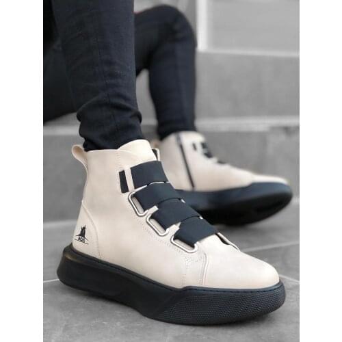 BA0142 Band Men High Base Cream Sports Boots
