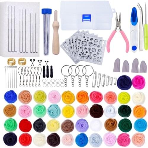 KAOBUY Needle Felting Kit Wool Felt Tools Wool Roving for Felting Wool Needle Hand Spinning DIY Craft Making Ideal Gift