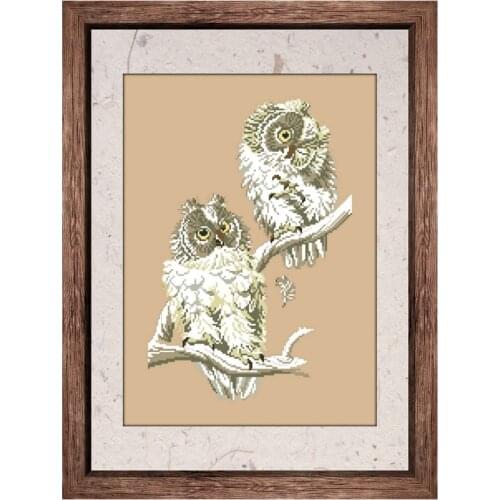 Owl lovers cross stitch kits aida fabric 18ct 14ct 11ct flaxen linen cotton thread embroidery kits DIY handmade Folk Crafts