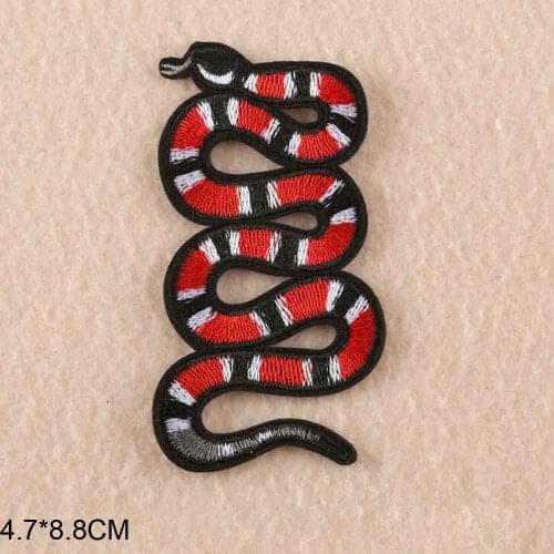 Animal Red Snake Iron On Embroidered Clothes Patches For Clothing Music Band Stickers Garment Wholesale