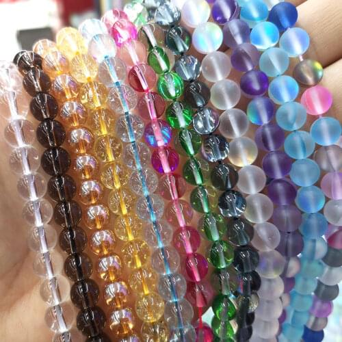 Natural Matte Black Agates White Ceramic Smoky Crystal Glass Round Stone Beads For Jewelry Making Diy Bracelet 4 6 8 10 12mm