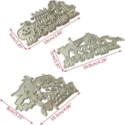 2021 New 3pcs/set Happy Halloween Metal Cutting Dies Stencil Scrapbooking DIY Album Stamp