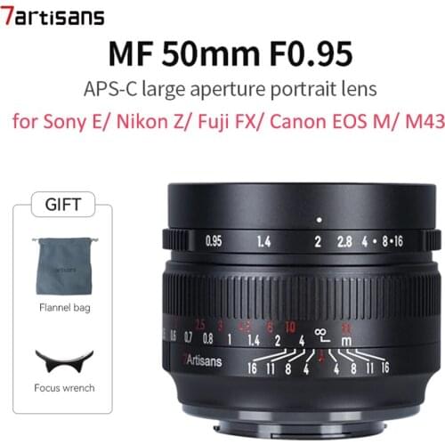 7artisans 50mm F0.95 APS-C Manual Focus Lens Large Aperture Portrait for Nikon Z M4/3 Fuji XF Canon EF-M EOS-M Sony E