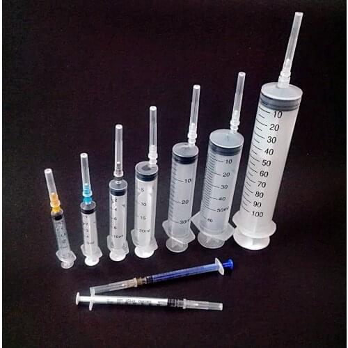 Disposable Plastic Syringe with needle Mixed Size 1ml ,2ml(2.5ml) ,5ml, 10ml,Industry Syringes , With Gift
