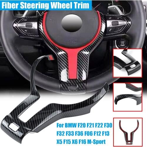 Carbon Black Steering Wheel Trim For BMW F20 F22 F21 F30 F32 F33 F36 F06 F12 F13 X5 F15 X6 F16 M-Sport