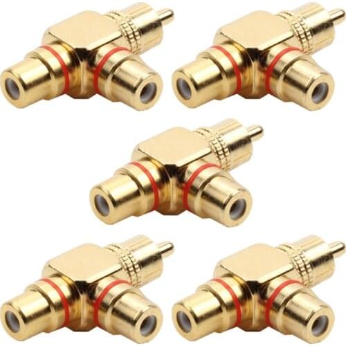 1RCA Male to 2RCA Female Y Splitter Adapter AV Video Plug for Computer F3MA