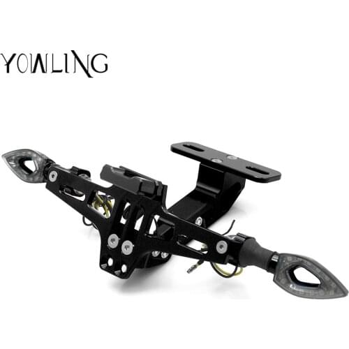Motorcycle License Number Plate Frame Holder LED Light Adjustable Bracket for KAWASAKI Z250 Z750 Z800 Z1000 ZR800 ZRX1200