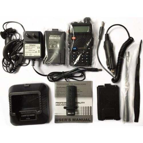 BaoFeng UV-5R Walkie Talkie+car charger cable+small battery case Handy Hunting Radio Receiver With Headfone