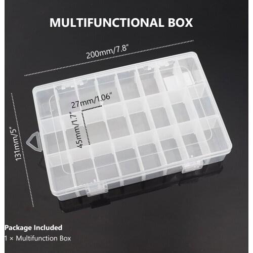 Transparent Makeup Plastic Organizer Multi Grids Adjustable 24 Slots Portable Box Case Craft Jewelry Storage Plastic Storage Box