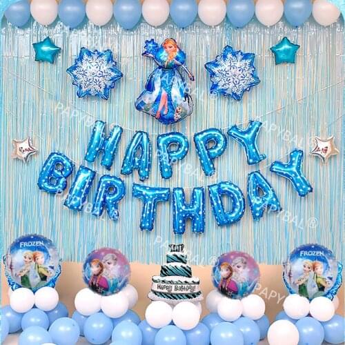 Disney Princess Balloons Set Elsa Anna Birthday Foil Ballon Arch Garland Kit Party Backdrop Decors Kids Gifts Globos Supplies
