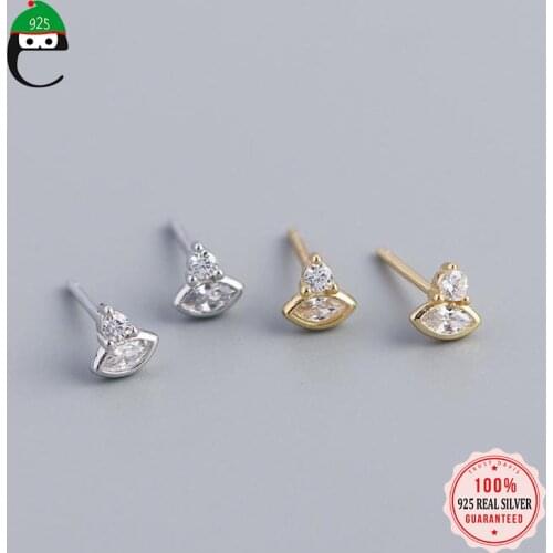 ElfoPlataSi 925 Sterling Silver Fashion Sweet Eye Dazzling CZ Charm Stud Earring For Women Wedding Party Fine Jewelry DD1127