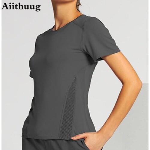 Aiithuug Womens Crop Tops Lightweight Short Sleeve Yoga Running Shirts Gym Workout Tank Tops Fit Sports Athletic Gym Exercise