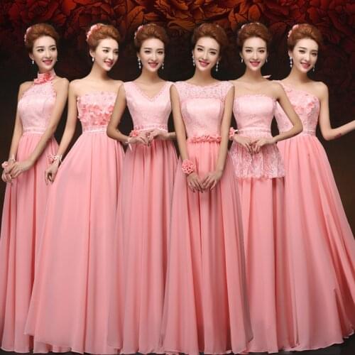 Bridesmaid Dress Elegant long halter Bridesmaid Dresses Blue pink chiffon Wedding Party Dresses special occasion long dress