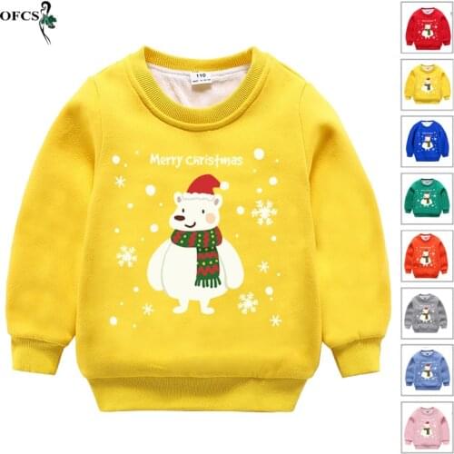 Winter Male Sweatshirt Cartoon Christmas Gift 2-10 Y Outerwear Costume Toddler Baby Boy Girl Hoodies Sweater Casual Warm T-shirt