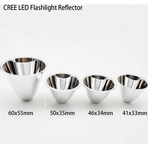 1PCS 40mm 46 50 60mm Aluminum LED Flashlight Reflector Condenser Cup reflect cap For Cree DIY XR-E Q5 / XM-L / XM-L2 C8 T6 LED