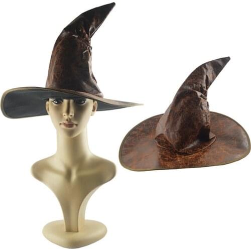 1PC Leather Witch Wizard Hats Fashion Party Headgear Halloween Party Props Cosplay Costume Accessories for Children Adult