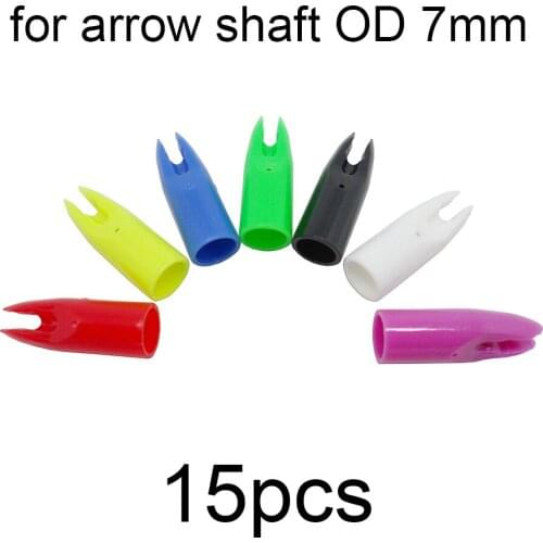 15pcs Archery Glue-on Nocks Plastic External Outer Arrow Nock for Arrow Shaft OD 7mm