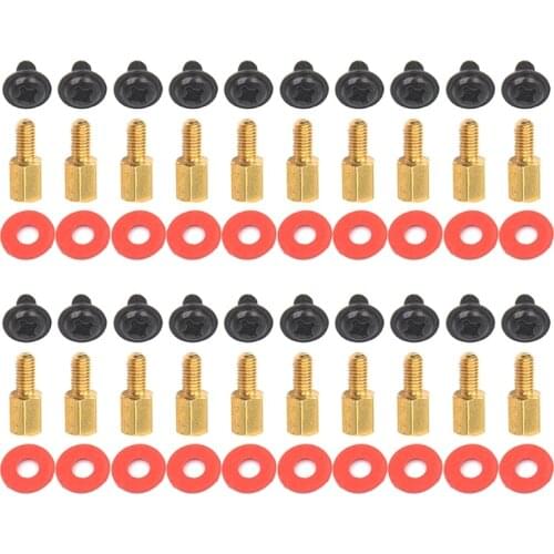 20Pcs PC Case Fans 6.5mm 6-32-M3 Motherboard Riser+20Pcs Screws + 20Pcs Washers Gasket Brass Standoff High Quality and Brand New