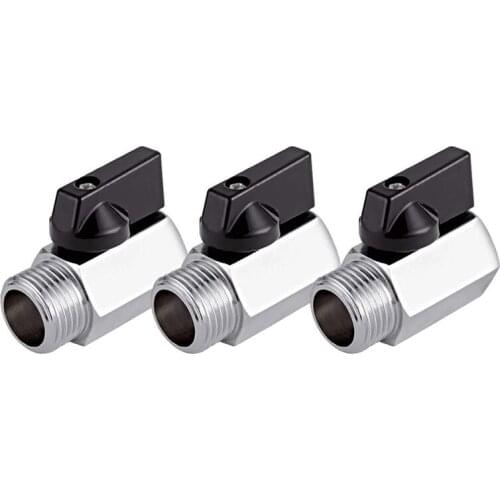 3Pcs 1/2 Inch Copper Mini Ball Valve Shut-Off Valve,1/2 Inch G Thread Female X Male Thread Ball Valves,Ball Valve Shut