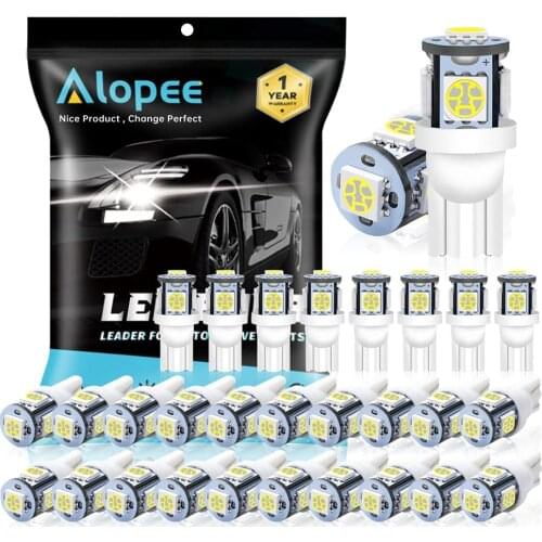 30-Pack 194 T10 W5W 168 2825 5050 5 SMD LED Bulb Car Interior Map Dome Lamp License Plate Dashboard Light White Red Green 24V