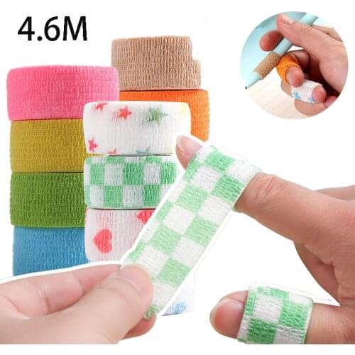 4.6m/roll Finger Protection Tape Non-woven Fabric Elastic Self Adhesive Printed Sports Tape Finger Joint Knee Protector Tape