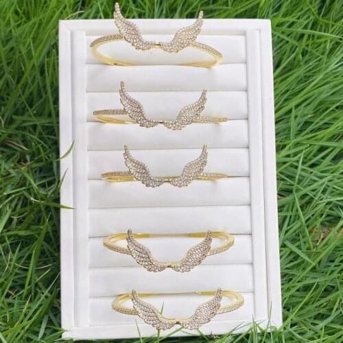 5Pcs Slim Wing shape Bangle Zircon Wing shape Metal Bangle Zircon Shape metal Bracelet Mix color Women bangle 51454
