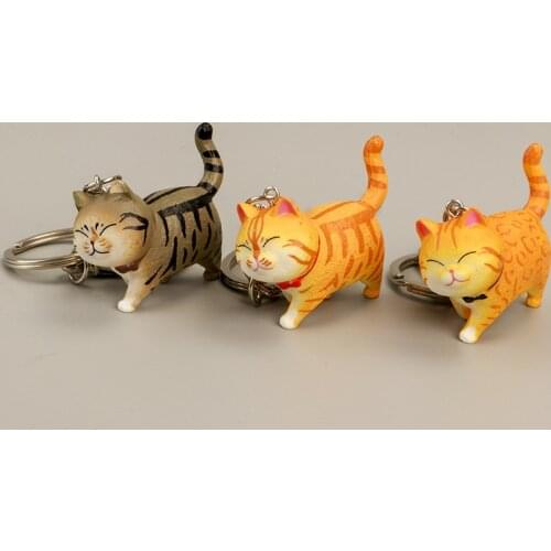 9 Color Cartoon Lovely Resin Bell Cat Keyring Car Pendant Bag Ornament Trinket for Women Keychain Couple Best Friend Pet Jewelry