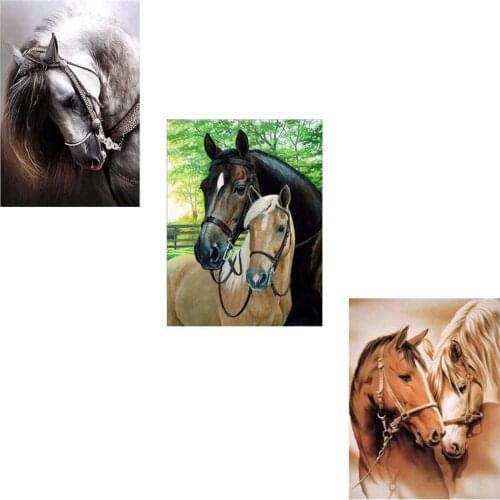 Uone New Diamond Painting DIY Cross Stitch Animal Horse Full Square Round Embroider Rhinestone Kids Adult Home Office Decor Gift