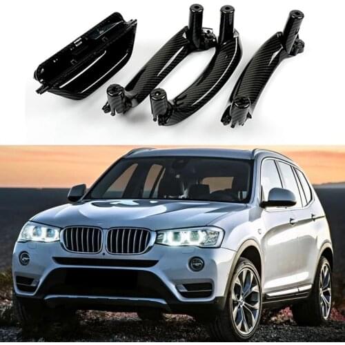 AU05 -Carbon Fiber Car Inner Door Handle Trim Pull Grab Panel Handle for-BMW X3 X4 F25 F26 2010-2016 LHD
