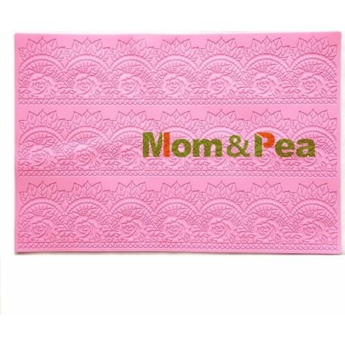 Mom&Pea GX184 Free Shipping Lace Mold Cake Decoration Fondant Cake 3D Mold Food Grade Silicone Mould