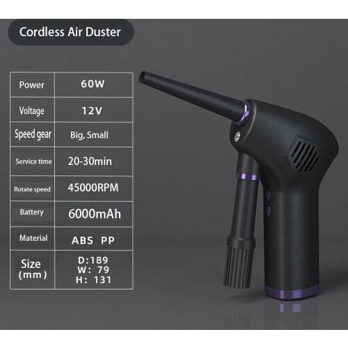 Wireless Air Duster Cleaner Blower 45000 RPM Hand-Held Charging Cordless Dust Blower Tablet Laptop Computer Accessories