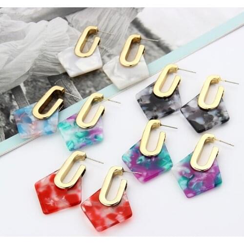 Bohemia Summer Plastic Earrings Geometric Triangle Hook Earring Acetate Gifts for Girls Pendant Piercing Christmas Earrings